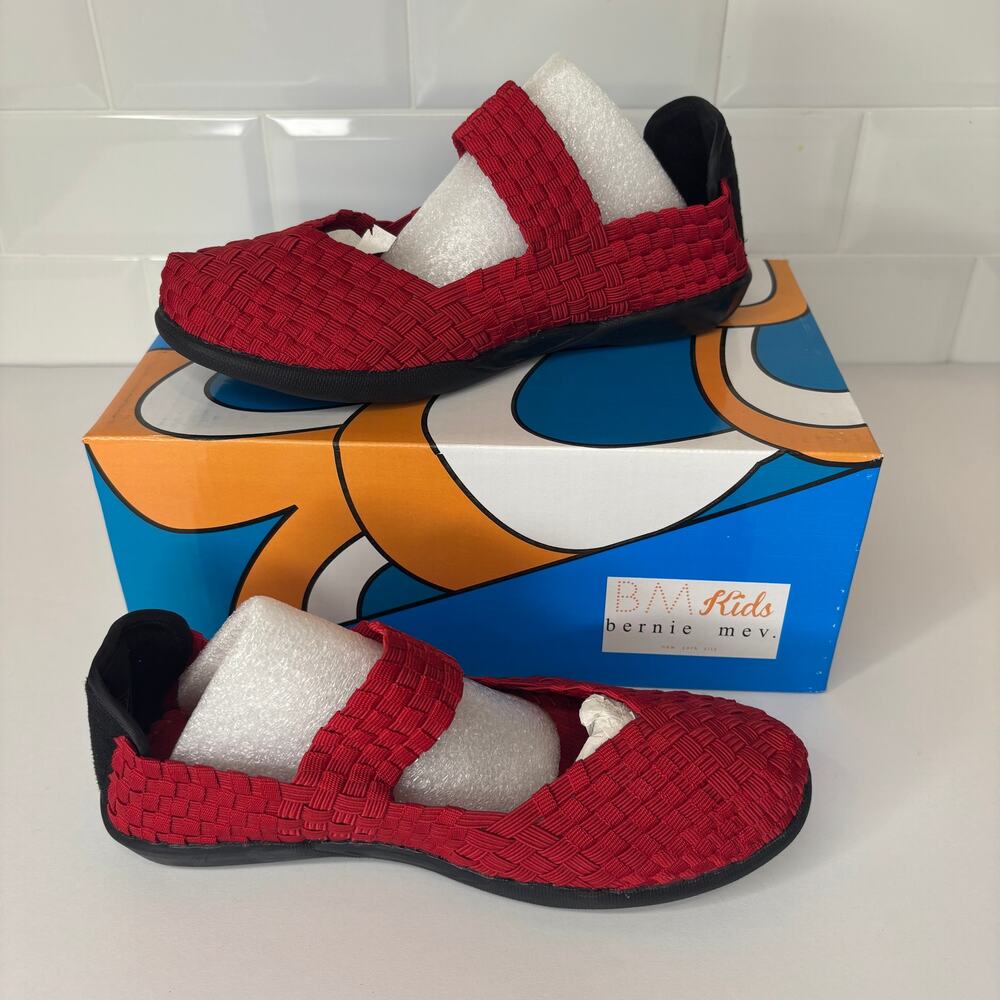 Bernie Mev BM Kids Red Woven Mary Jane Shoes Size EU 33 / US Kids 2